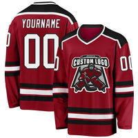 Custom Hockey Jersey - Maroon White-Black