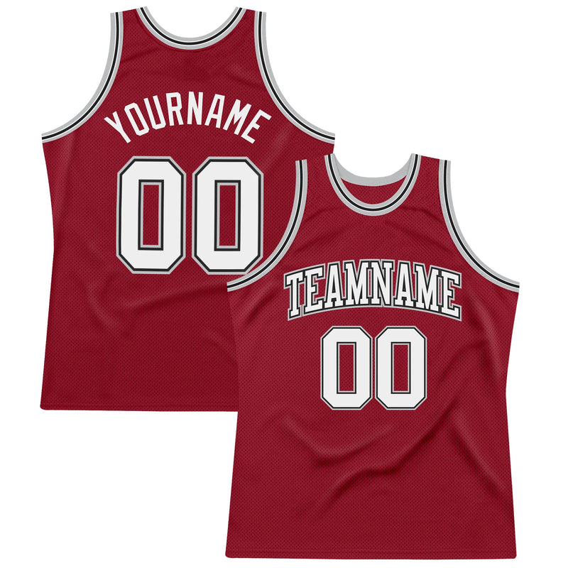 Custom Basketball Jersey - Maroon White Black-Gray Authentic Throwback