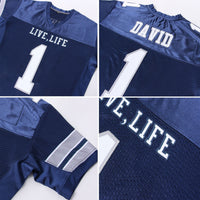 Custom Football Jersey - Navy White-Light Gray Mesh Authentic