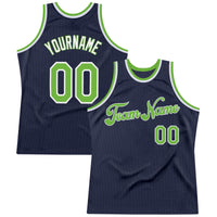 Custom Basketball Jersey - Navy Neon Green-White Authentic Throwback