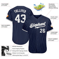 Custom Baseball Jersey - Navy White Pinstripe White-Gray Authentic
