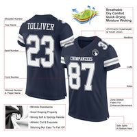 Custom Football Jersey - Navy White-Gray Mesh Authentic