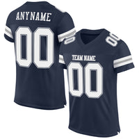 Custom Football Jersey - Navy White-Gray Mesh Authentic