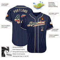 Custom Baseball Jersey - Navy White Pinstripe Vintage USA Flag-Cream Authentic