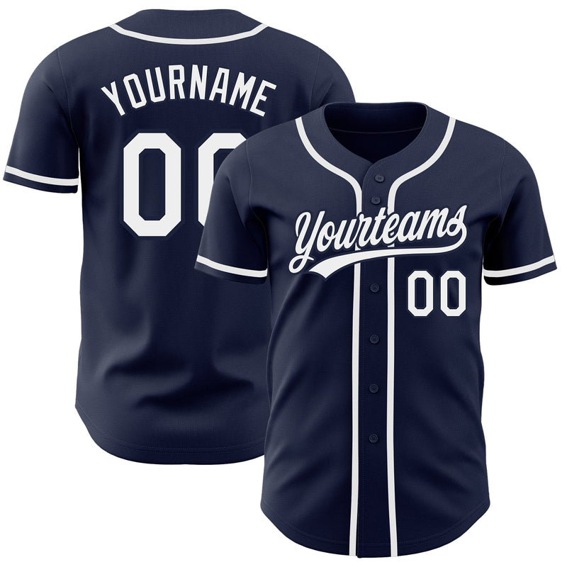 Custom Baseball Jersey - Navy White Authentic