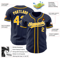 Custom Baseball Jersey - Navy White Pinstripe Gold Authentic