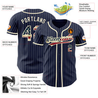 Custom Baseball Jersey - Navy White Pinstripe Vintage USA Flag-Cream Authentic