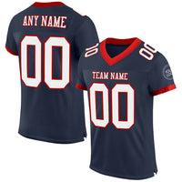 Custom Football Jersey - Navy White-Red Mesh Authentic