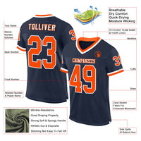 Custom Football Jersey - Navy Orange-White Mesh Authentic Throwback