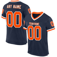 Custom Football Jersey - Navy Orange-White Mesh Authentic Throwback