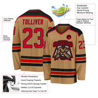 Custom Hockey Jersey - Old Gold Red-Black