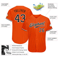 Custom Baseball Jersey - Orange Black Pinstripe Black-White Authentic