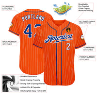 Custom Baseball Jersey - Orange White Pinstripe Royal-White Authentic