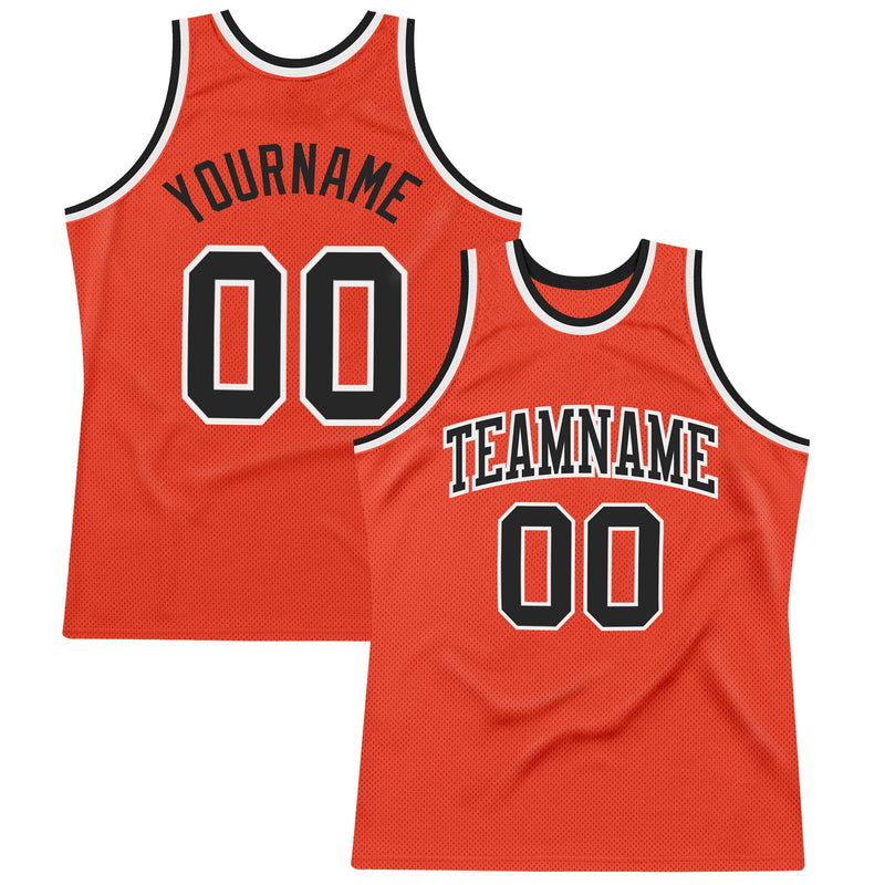 Custom Basketball Jersey - Orange Black-White Authentic Throwback