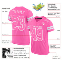 Custom Football Jersey - Pink Pink-White Mesh Authentic