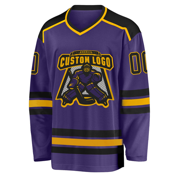 Custom Hockey Jersey - Purple Black-Gold