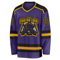 Custom Hockey Jersey - Purple Black-Gold
