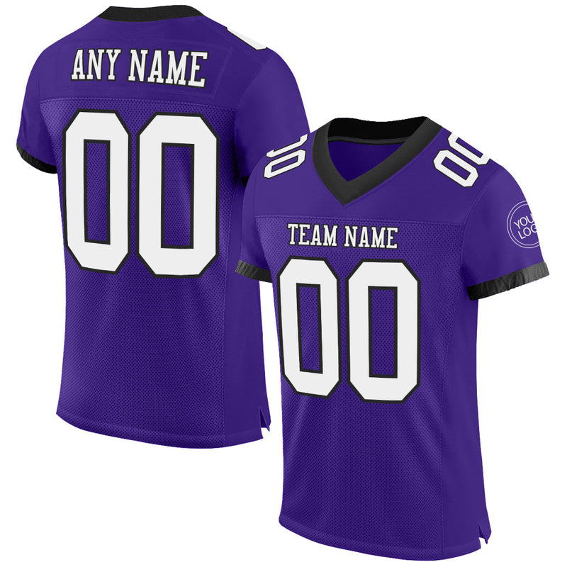 Custom Football Jersey - Purple White-Black Mesh Authentic