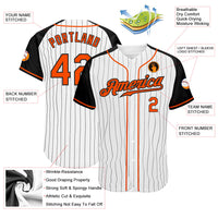 Custom Baseball Jersey - White Black Pinstripe Orange-Black Authentic Raglan Sleeves