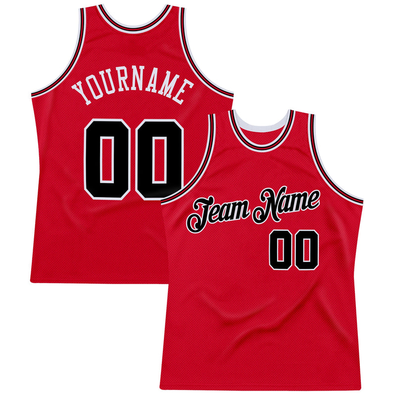 Custom Basketball Jersey - Red Black-Red Authentic Throwback