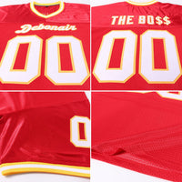 Custom Football Jersey - Red White-Gold Mesh Authentic Throwback