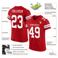 Custom Football Jersey - Red White Mesh Authentic