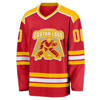 Custom Hockey Jersey - Red Gold-White