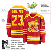 Custom Hockey Jersey - Red Gold-White