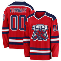 Custom Hockey Jersey - Red Navy-White