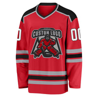 Custom Hockey Jersey - Red White-Black