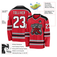 Custom Hockey Jersey - Red White-Black