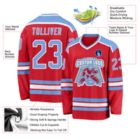Custom Hockey Jersey - Red Light Blue-White