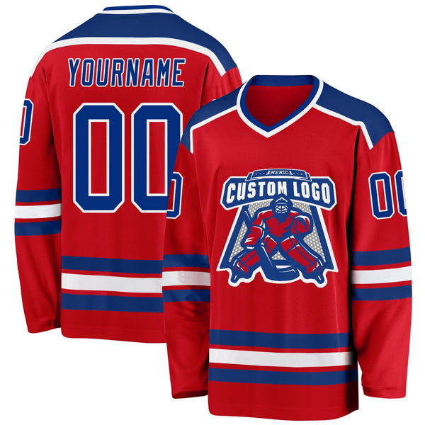 Custom Hockey Jersey - Red Royal-White