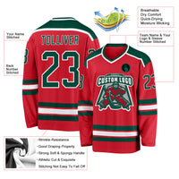 Custom Hockey Jersey - Red Green-White