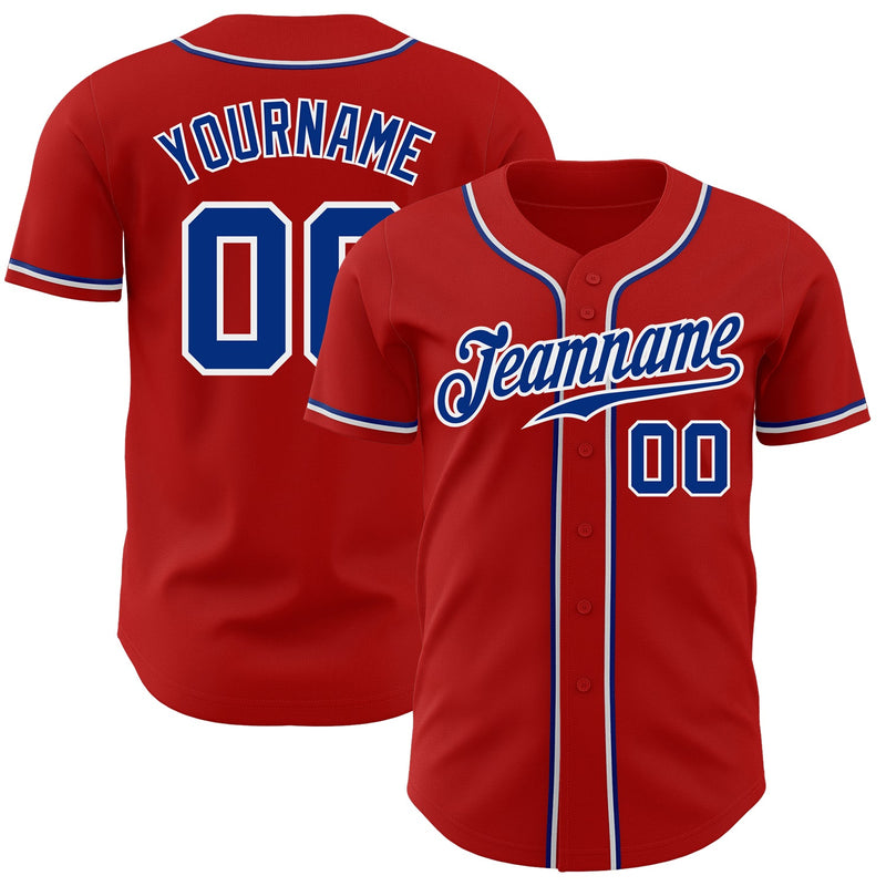 Custom Baseball Jersey - Red Royal-White Authentic