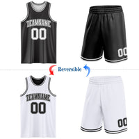 Custom Basketball Jersey - Reversible Black White Double Side Sublimation Set