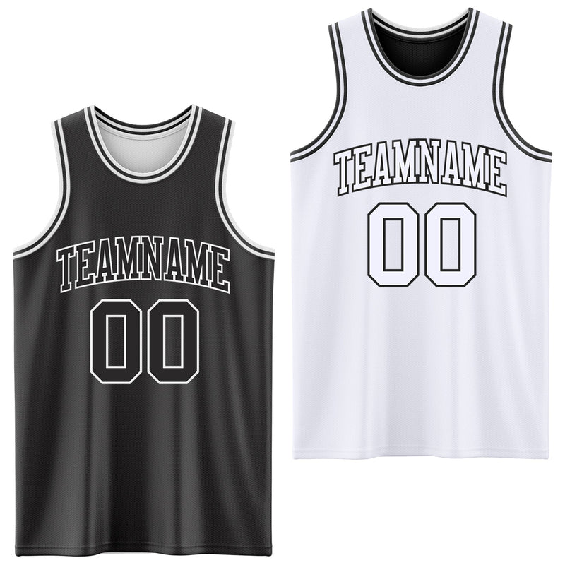 Custom Basketball Jersey - Reversible Black White Double Side Sublimation Set