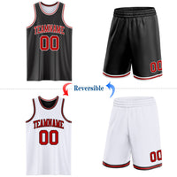 Custom Basketball Jersey - Reversible Black Red-White Double Side Sublimation Set