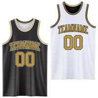 Custom Basketball Jersey - Reversible Black Old Gold-White Double Side Sublimation Set