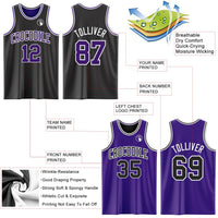 Custom Basketball Jersey - Reversible Black Purple-White Double Side Sublimation Set