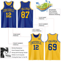 Custom Basketball Jersey - Royal Gold-White Reversible Double Side Sublimation Set