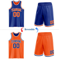 Custom Basketball Jersey - Royal Orange-White Reversible Double Side Sublimation Set