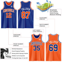 Custom Basketball Jersey - Royal Orange-White Reversible Double Side Sublimation Set