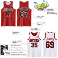 Custom Basketball Jersey - Red Black-White Reversible Double Side Sublimation Set