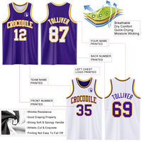 Custom Basketball Jersey - Purple White-Gold Reversible Double Side Sublimation Set