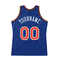 Custom Basketball Jersey - Royal Orange-White Authentic Throwback