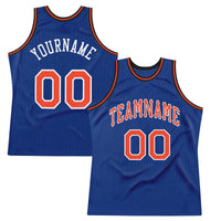 Custom Basketball Jersey - Royal Orange-White Authentic Throwback