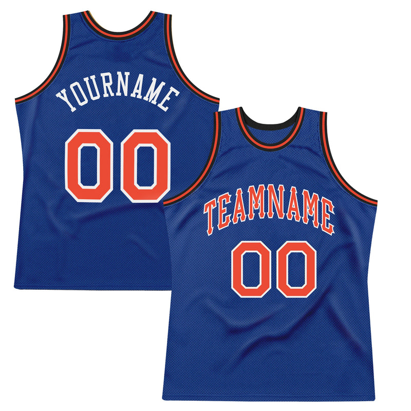 Custom Basketball Jersey - Royal Orange-White Authentic Throwback