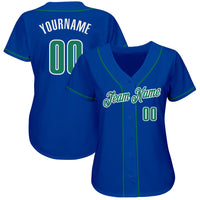 Custom Baseball Jersey - Royal Kelly Green-White Authentic