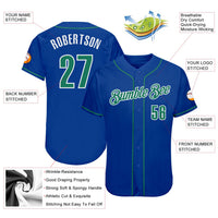 Custom Baseball Jersey - Royal Kelly Green-White Authentic